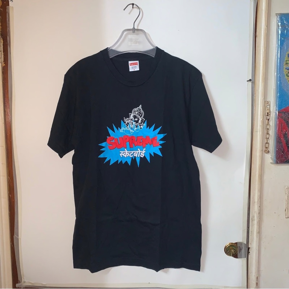 Supreme Ganesha Black Tee with Blue and Red Graphic